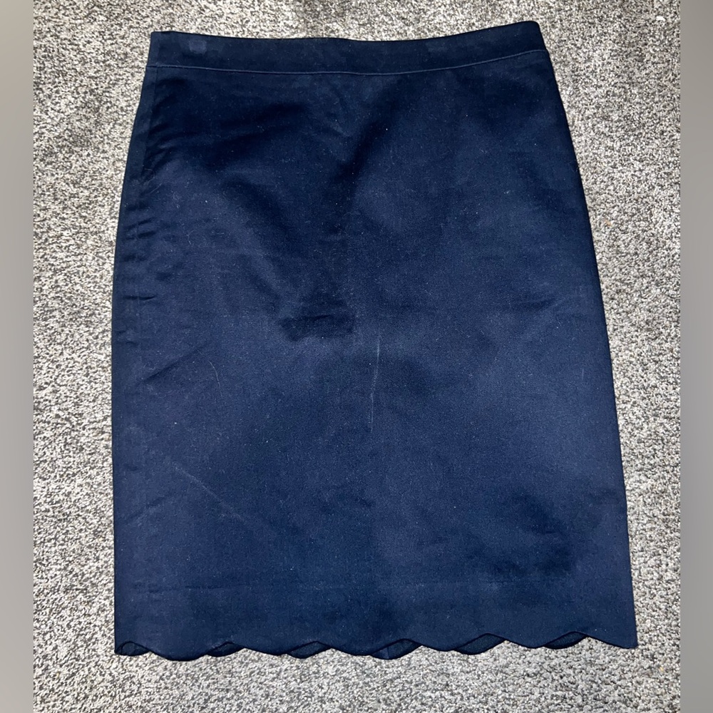J. Crew Navy Scalloped Pencil Skirt